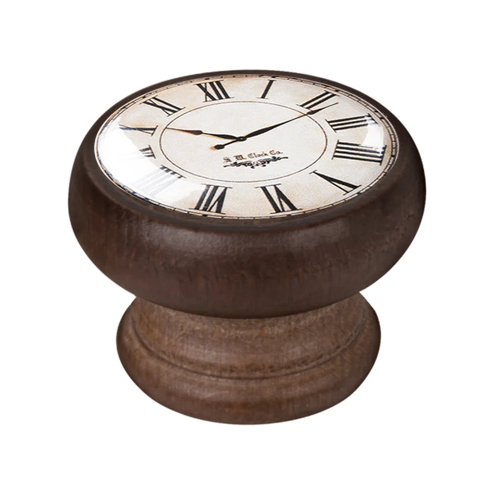 Buton pentru mobila, White Clock 450NG02, finisaj nuc, D:40 mm